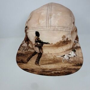 Crooks and Castles Mens 5-Panel Camper Hat Hunting Scene Graphic Sepia Tan